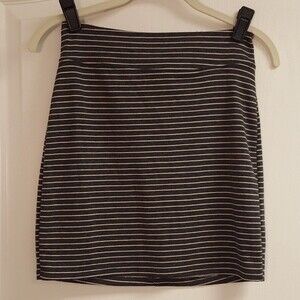 Silence + Noise Gray White Striped Body Con Skirt